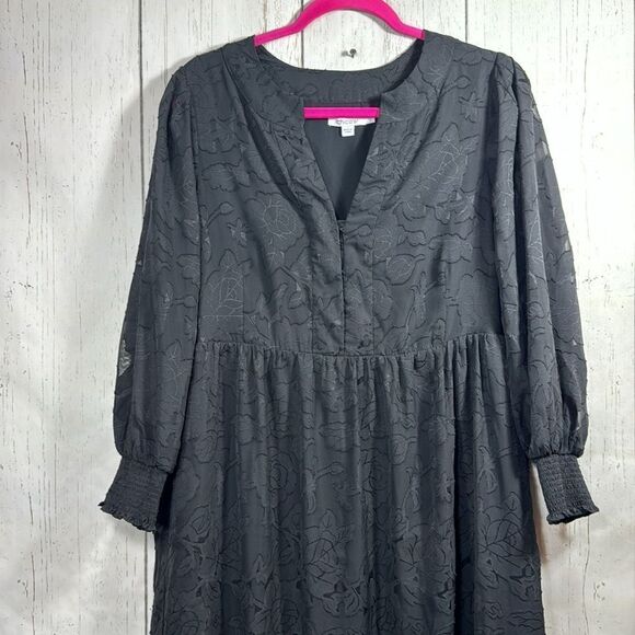 Chicos Black Floral Jacquard Maxi Dress Elegant Romantic Whimsigoth Romantic - Picture 2 of 16